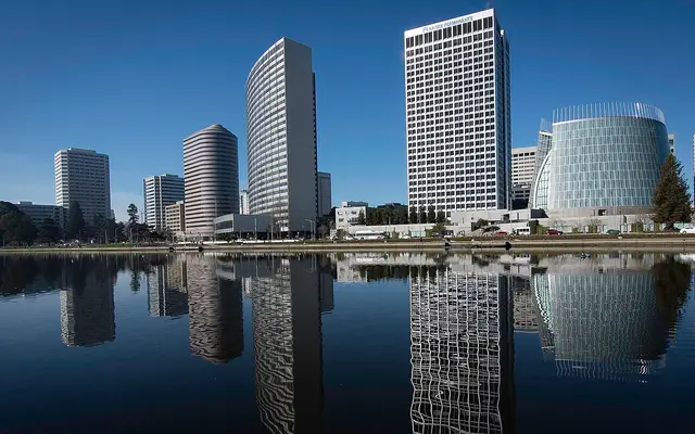 This is the city of Oakland, Beautiful Lake Merrit. A Cityscape with it's own reflection.
