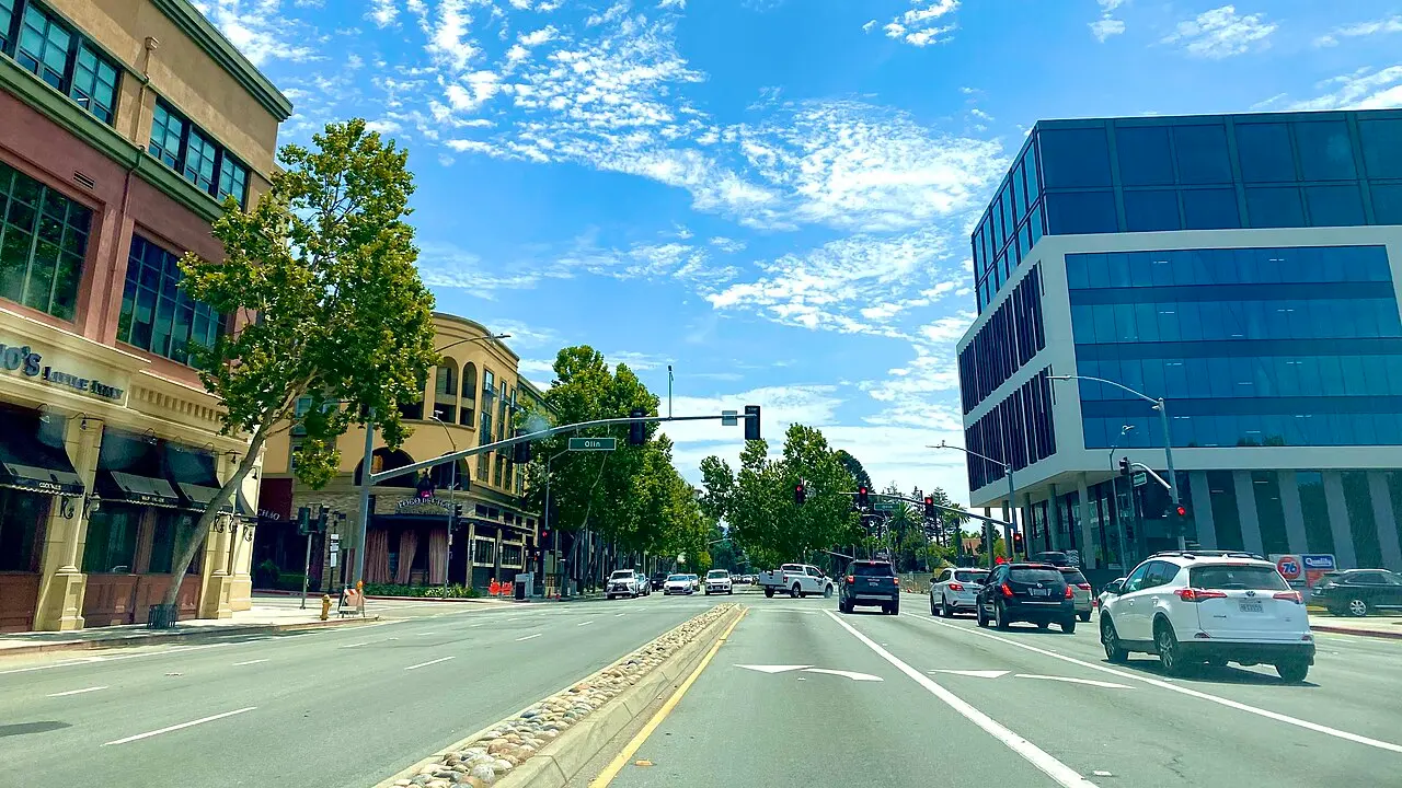 Intersection of Olin Ave & Winchester Blvd in Santana Row