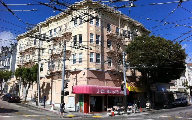 Low Cost Fist & Meat Market at the corner of Haight and Fillmore in the Lower Haight neighborhood of San Francisco, California.