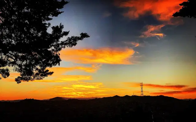 Sunset in San Francisco from Potrero Hill facing West