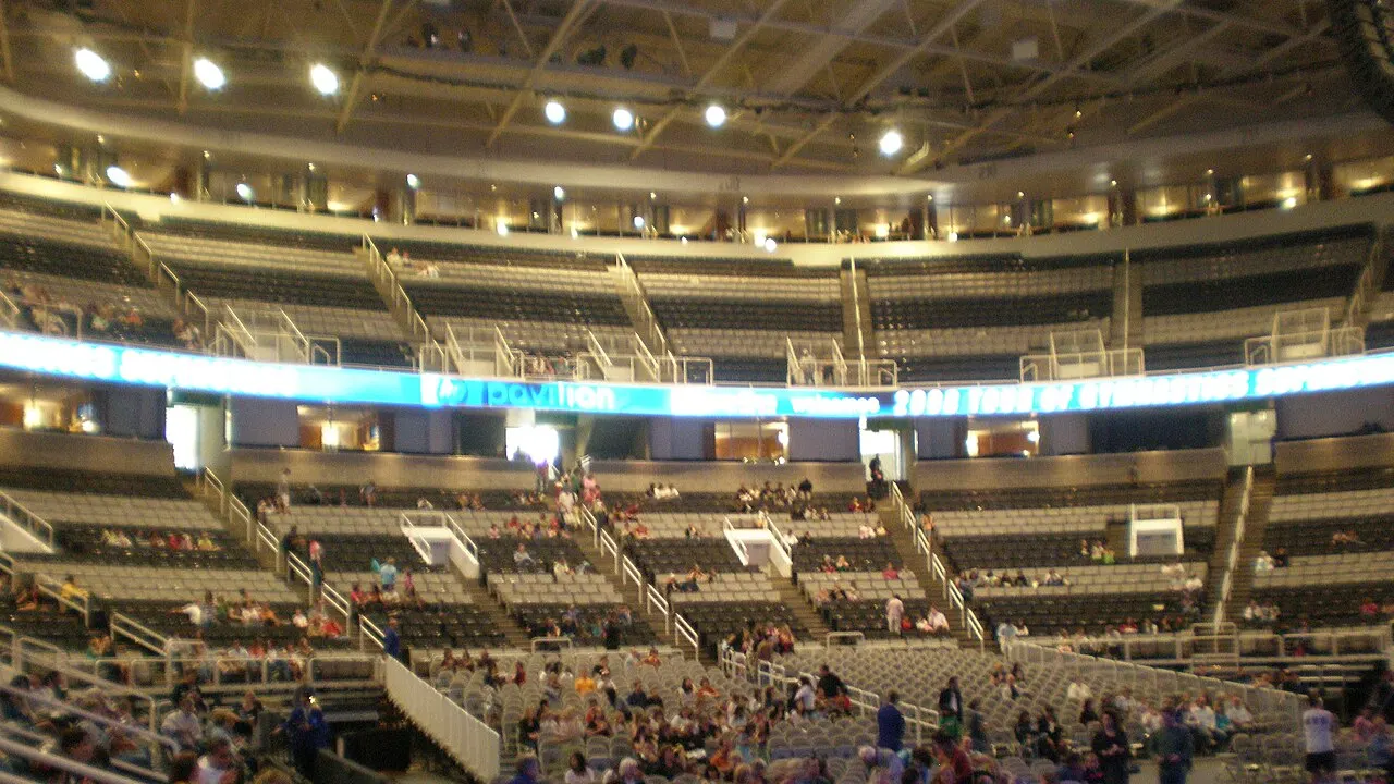 The setup at HP Pavilion in San Jose, California for the Tour of Gymnastics Superstars.