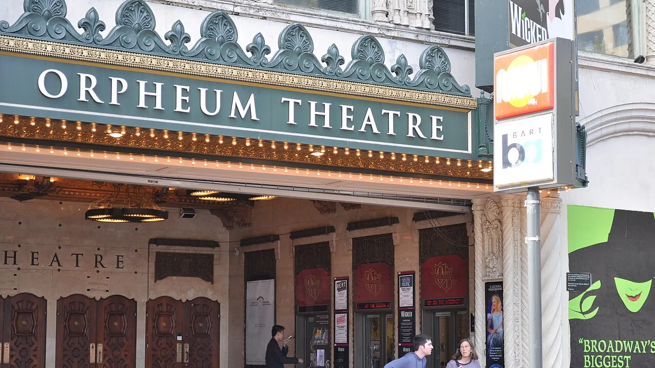 Box office and entrance, Orpheum Theatre, 1192 Market Street, San Francisco, California, USA.
