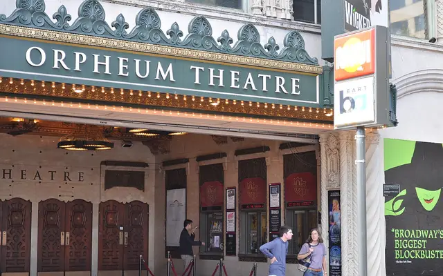 Box office and entrance, Orpheum Theatre, 1192 Market Street, San Francisco, California, USA.