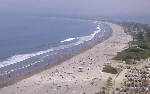 Bolinas Bay (left) and Stinson Beach (right) as seen from California State Route 1 looking northwest