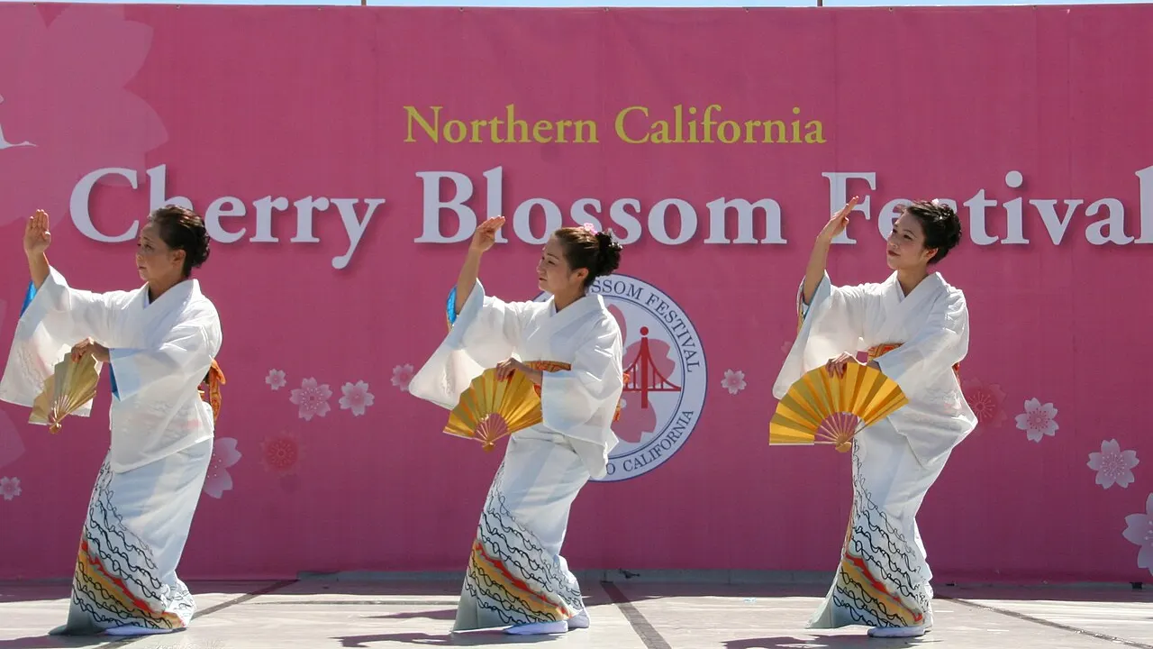 Dance performance during Cherry Blossom Festival in Japan Town of San Fransisco